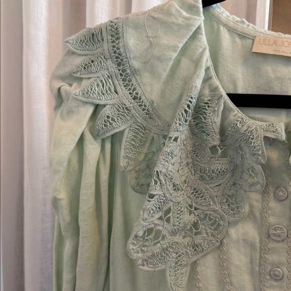 Ulla Johnson Light Green Long Sleeve Linen Dress - Picture 6 of 14